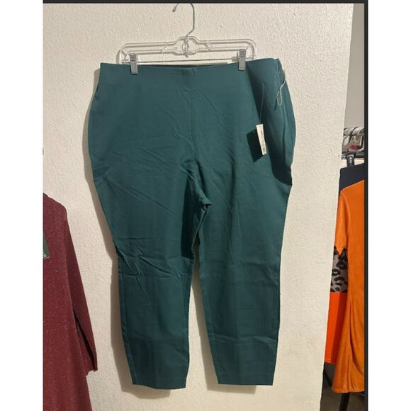 335 A New Day Women’s Teal Pull-On Stretch Ankle Pants | Workwear Trousers - Picture 2 of 4